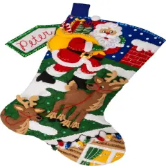 Bucilla Felt Stocking Applique Kit 18" Long-Rooftop Santa