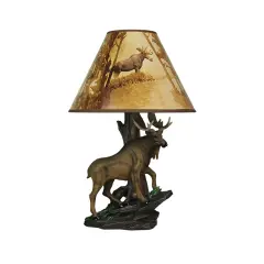 North American Bull Moose Table Lamp w/ Shade