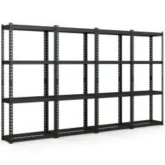 Costway 1/2/3/4 PCS 4-Tier Metal Shelving Unit Heavy Duty Wire Storage Rack with Anti-slip Foot Pads Black