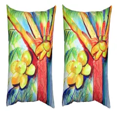 Pair of Betsy Drake Cocoa Nut Tree No Cord Pillows 18 Inch X 18 Inch