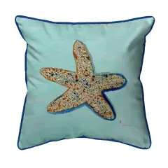 Betsy Drake Betsy's Starfish Extra Large 22 X 22 Indoor / Outdoor Teal Pillow