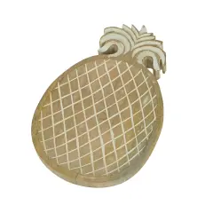 12 Inch Hand Carved Pineapple Wooden Serving Tray Decorative Serveware Platter