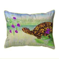 Betsy Drake Turtle & Berries Large Indoor/Outdoor Pillow 16x20 Multicolor