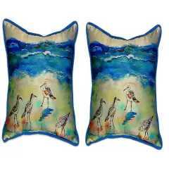 Pair of Betsy Drake Betsy&rsquo;s Sandpipers Large Pillows 16 Inch x 20 Inch