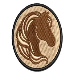 Horse Head Flowing Mane Stallion Multi-Color Embroidered Iron-On or Hook & Loop Patch Applique