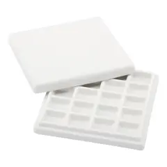 Creative Mark English Glazed Porcelain Palette , Sturdy Construction with 20 Deep Paint Wells for Color Mixing, Palette for Watercolor, Gouache & Oil Paints for Artists, Professionals, Students White