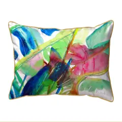 Betsy Drake Pink Palms Extra Large Zippered Indoor/Outdoor Pillow 20x24 Multicolor
