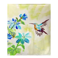 Betsy Drake Aqua Hummingbird Throw Multicolor
