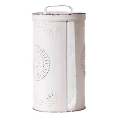 Irvins Country Tinware Perforated Tin Paper Towel Dispenser in Rustic White