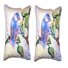Pair Of Betsy Drake Betsy's Blue Bird Large Indoor/Outdoor Pillows 18 X 18