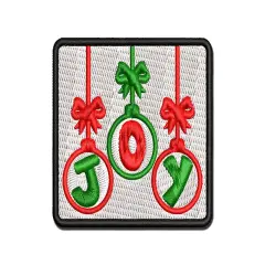 Joy Ornaments Christmas Multi-Color Embroidered Iron-On or Hook & Loop Patch Applique