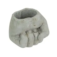 7 Inch Diameter Fist Bump Hand Concrete Plant Pot Planter / Candle Holder