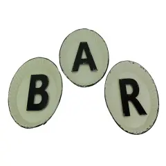Black and White Pie Plate Style 3 Piece Bar Sign Set