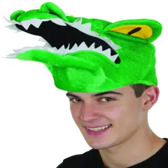 Adults Fiery Eyed Green Florida Gator Alligator Swamp Animal Hat Costume