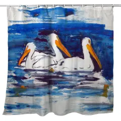 Betsy Drake Three Pelicans Shower Curtain