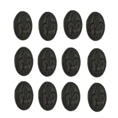 Brown Cast Iron Fleur De Lis Round Cabinet Knobs or Drawer Pulls Set of 12