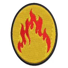 Fire Flame Burning Multi-Color Embroidered Iron-On or Hook & Loop Patch Applique