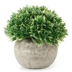 Artificial Plastic Potted Plant Mini Topiary Plants Desk Office Home Decor Green leaf