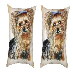 Pair of Betsy Drake Gabby No Cord Indoor/Outdoor Pillows 16 Inch X 20 Inch