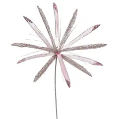 3PK - 24" Pink Velvet Papyrus 20" Glitter Flower Decorative Christmas Pick