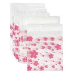 Wrapables Transparent Self-Adhesive 4" x 4" Candy and Cookie Bags, Favor Treat Bags for Parties and Wedding (200pcs) Cherry Blossoms