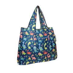 Wrapables Small Foldable Tote Nylon Reusable Grocery Bags Dinosaurs