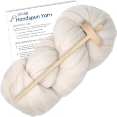 LEARN TO SPIN YARN - Beginner's Spinning Kit with Drop Spindle and Merino Pencil Roving. Choose your color. Natural White