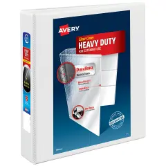 Avery Nonstick Heavy-Duty View 3 Ring Binder, 1.5" One Touch Slant Rings, 1 White Binder (05404)
