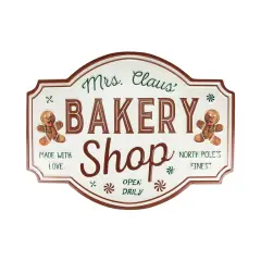 Northlight Gingerbread "Mrs. Claus' Bakery Shop" Metal Christmas Wall Sign - 18" White