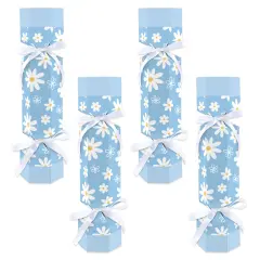 Big Dot of Happiness Blue Daisy Flowers - No Snap Floral Party Table Favors - DIY Cracker Boxes - Set of 12