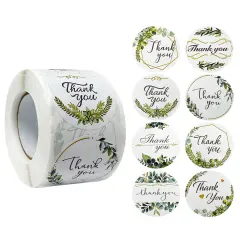 Wrapables 1.5" / 2" Thank You Stickers Roll, Sealing Stickers and Labels for Boxes, Envelopes, Bags, Small Businesses, Weddings, Parties (500pcs) Greenery