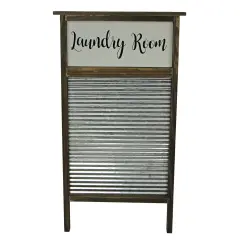 Wood and Metal Vintage Washboard Laundry Room Wall Hanging