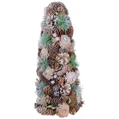 Northlight Glittered Pinecone Berry Christmas Tree - 16.5" - Green and Brown