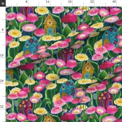 Various Fabrics by the Yard or Fat Quarter Flowers Floral Whimsical Garden Botanical Cottagecore Folk Art Custom Printed Fabric by Spoonflower