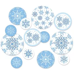 Big Dot of Happiness Blue Snowflakes - Winter Holiday Party Giant Circle Confetti - Party Decorations - Large Confetti 27 Count