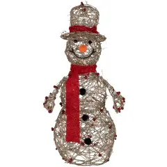 Northlight Lighted Glittered Snowman and Berries Outdoor Christmas Decoration - 28" Gold