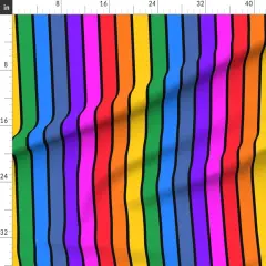 Various Fabrics by the Yard or Fat Quarter Rainbow Vertical Stripe Bright Black Striped Large Scale Dopamine Home Pride Lgbtqia Custom Printed Fabric by Spoonflower