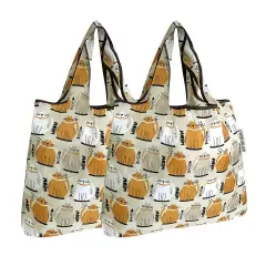 Wrapables Foldable Tote Nylon Reusable Grocery Bag (Set of 2) Cat Food