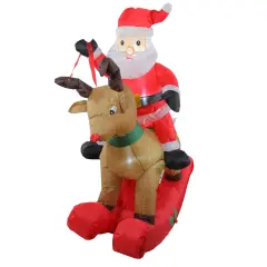 Northlight Lighted Inflatable Rocking Reindeer and Santa Outdoor Christmas Decoration - 4.75' Red