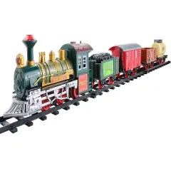 Northlight 16-Piece Battery Operated Lighted and Animated Continental Express Train Set with Sound Red
