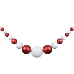 Northlight 6' Red and White Shiny and Matte Shatterproof Ball Christmas Swag