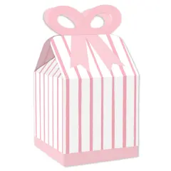 Big Dot of Happiness Pink Stripes - Square Favor Gift Boxes - Simple Party Bow Boxes - Set of 12