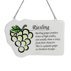 Midwest 4" White and Green Riesling Wine Grape Plaque Ceramic Christmas Ornament