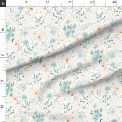 Various Fabrics by the Yard or Fat Quarter Romantic Floral Blue Gray Pink Watercolor Flowers Custom Printed Fabric by Spoonflower