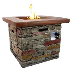 Northlight 30.25" Classic Stone Square Gas Fire Pit Gray