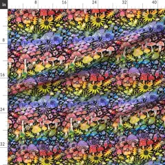 Various Fabrics by the Yard or Fat Quarter Rainbow Mushrooms Colorful Sunflower Anemone Botanical Woodland Red Blue Custom Printed Fabric by Spoonflower
