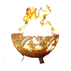 Esschert Design 24" Bronze Floral and Leaves Rustic Finish Outdoor Fire Bowl - Large