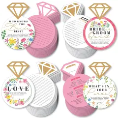 Big Dot of Happiness Wildflowers Bride - 4 Boho Floral Bridal Shower Games - 10 Cards Each - Gamerific Bundle