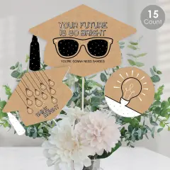 Big Dot of Happiness Bright Future - Graduation Party Centerpiece Sticks - Table Toppers - Set of 15