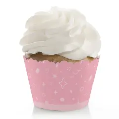 Big Dot of Happiness Pink Confetti Stars - Simple Party Decorations - Party Cupcake Wrappers - Set of 12
